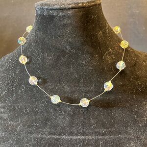 Vintage 1950’s Choker Aurora Borealis beads accented w/ gold